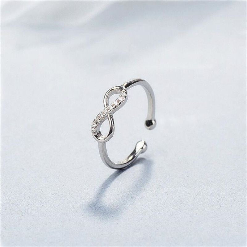 Infinity Adjustable Ring | White Gold Plated Minimalist Ring | Endless Summer Club
