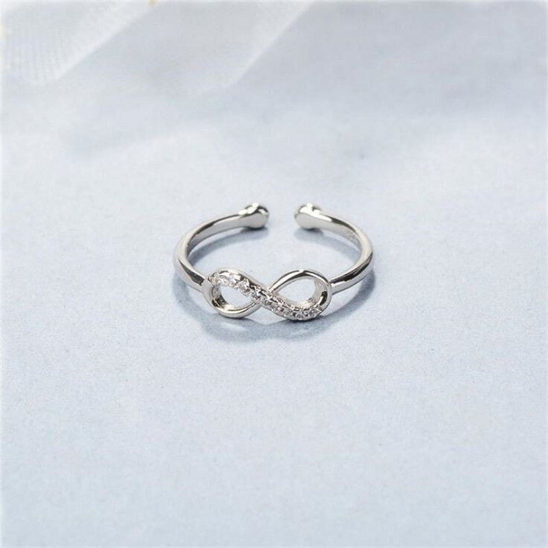 Infinity Adjustable Ring | White Gold Plated Minimalist Ring | Endless Summer Club