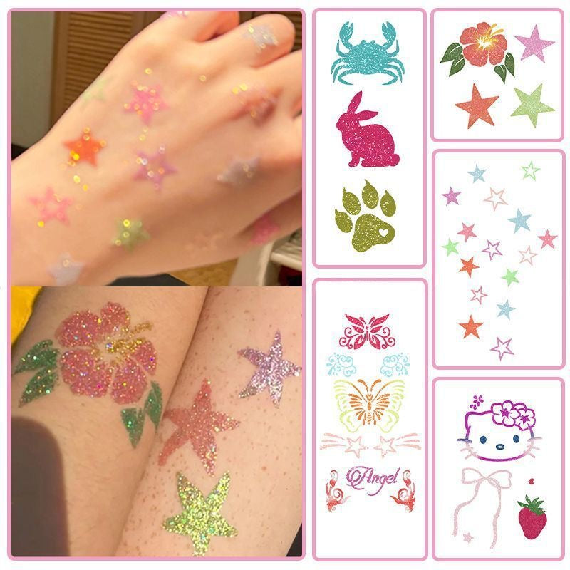 Summer Sparkle Glitter Temporary Tattoo Stickers