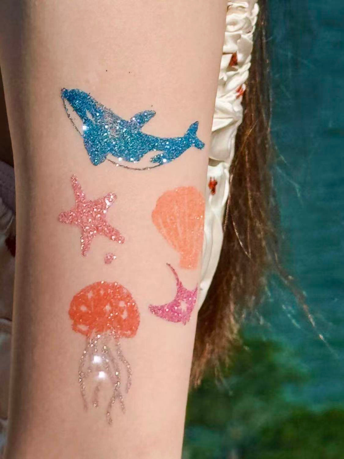 Glitter Temporary Tattoo Kit | 105 Reusable Stencils, 30 Glitter Colours, Body & Nail Art Set