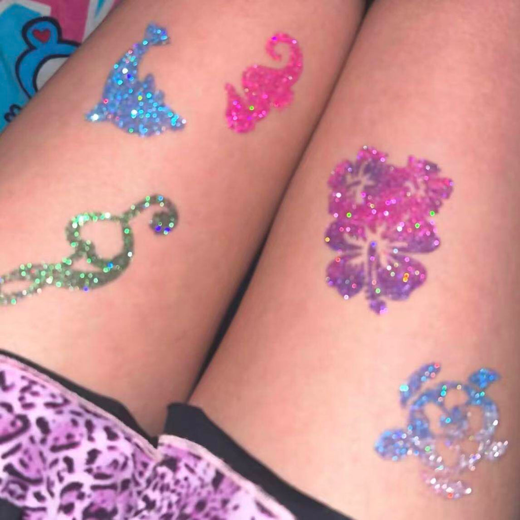 Glitter Temporary Tattoo Kit | 105 Reusable Stencils, 30 Glitter Colours, Body & Nail Art Set