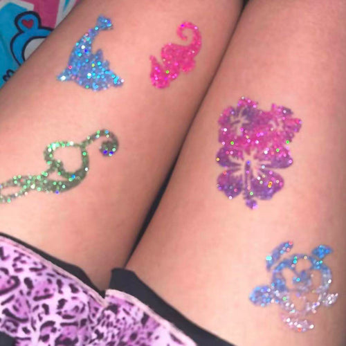 Glitter Temporary Tattoo Kit | 105 Reusable Stencils, 30 Glitter Colours, Body & Nail Art Set