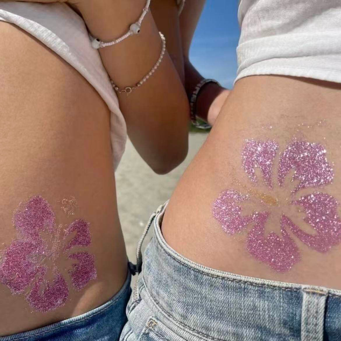 Glitter Temporary Tattoo Kit | 105 Reusable Stencils, 30 Glitter Colours, Body & Nail Art Set